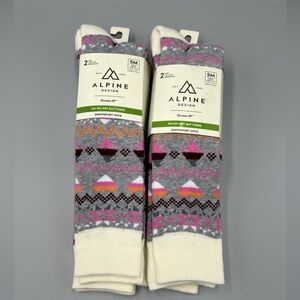 4 Pairs! Girls Alpine Design Snowsport Penguin Space Calf Cut Socks. Sz S, 10-4